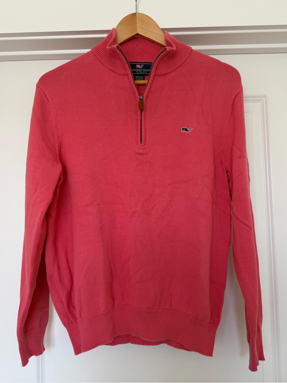 Vineyard Vines Pink Coral 100% Cotton Quarter Zip Sweater Small